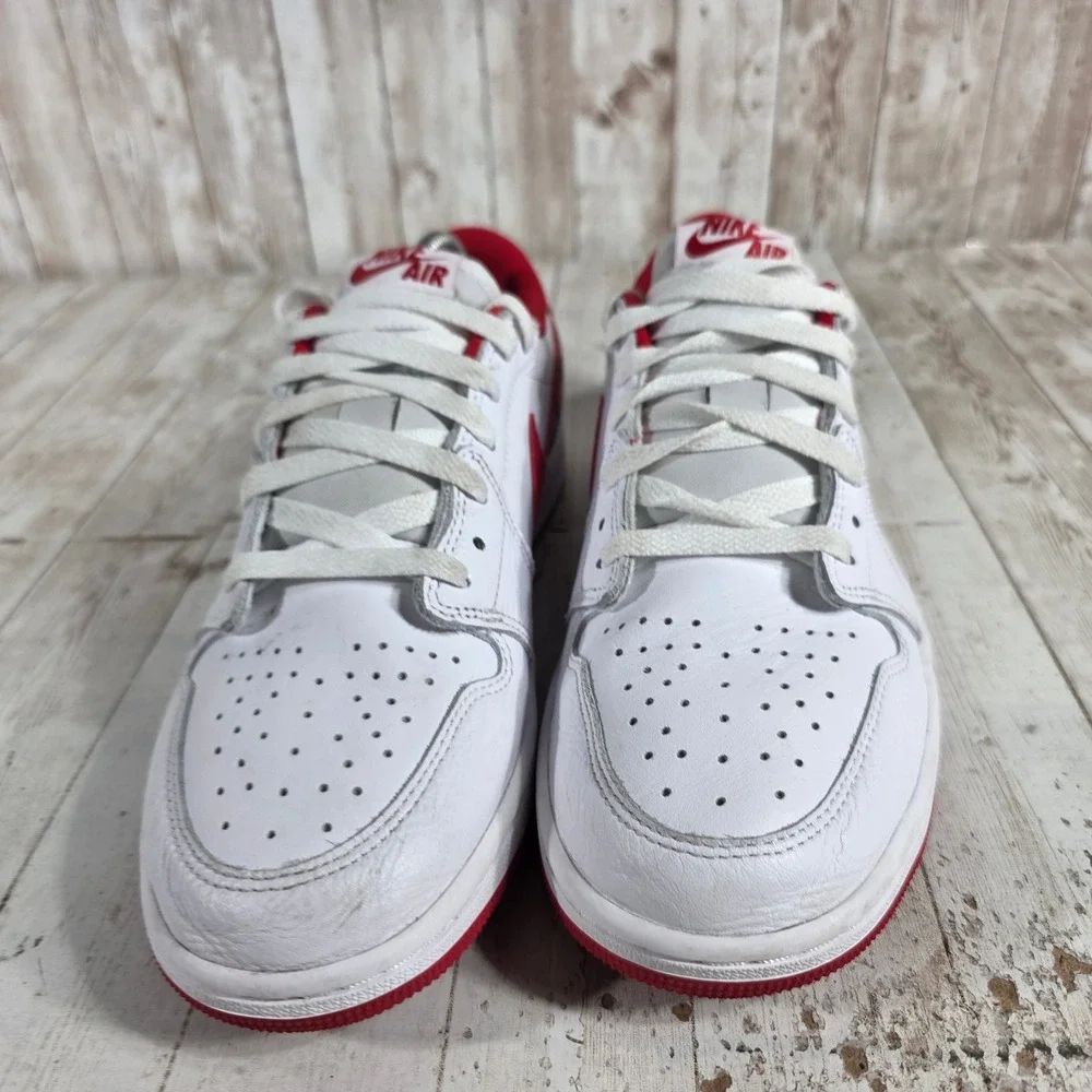 Nike Air Jordan 1 Retro Low OG‎ Metallic Red White Sneakers CZ0790-161 Mens 9.5